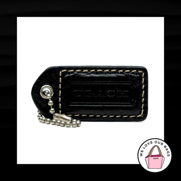 2" Medium VINTAGE COACH Black Leather Nickel Key Fob Bag Charm Keychain Hang Tag - Picture 1 of 1